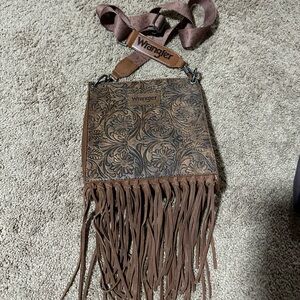Wrangler Brown Crossbody Bag with Fringe
